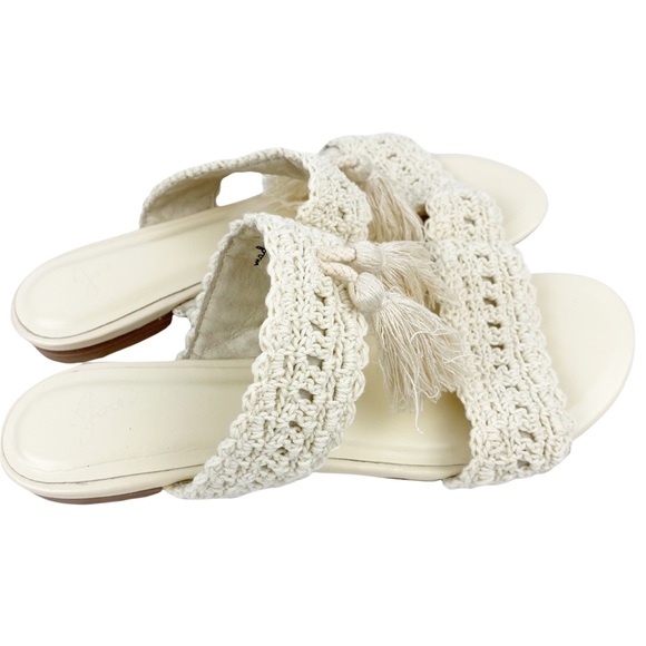 Joie Shoes - JOIE Crochet Woven Tassle Sandals Ivory Sandals Size 37/7